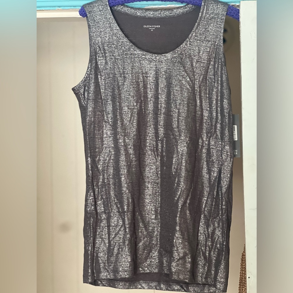 NWT Eileen Fisher linen shimmer jersey shell xs
